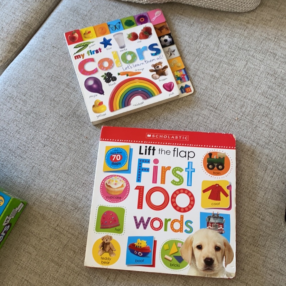 Set of 2 Kids first words and colors learning hardcover educative book set